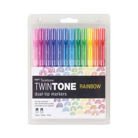 TwinTone Dual-Tip Markers, Bold/Extra-Fine Tips, Assorted Colors, Dozen