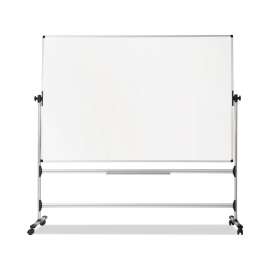Earth Silver Easy Clean Mobile Revolver Dry Erase Boards, 48 x 70, White Surface, Silver Steel Frame