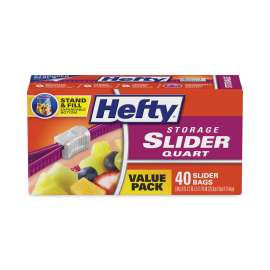 Slider Bags, 1 qt, 1.5 mil, 8" x 7", Clear, 40/Box