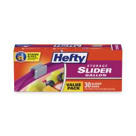Slider Bags, 1 gal, 1.5 mil, 10.56" x 11", Clear, 30/Box