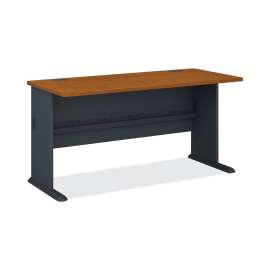 Series A Collection Workstation Desk, 59.63" x 26.88" x 29.88", Natural Cherry/Slate Gray