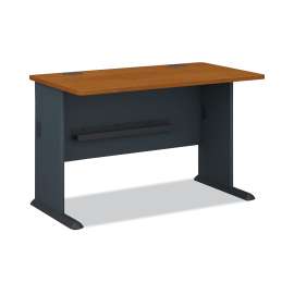 Series A Collection Workstation Desk, 47.63" x 26.88" x 29.88", Natural Cherry/Slate Gray