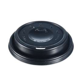 Cappuccino Dome Sipper Lids, Fits 12 oz to 24 oz Cups, Black, 100/Pack, 10 Packs/Carton