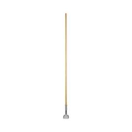 Clip-On Dust Mop Handle, Lacquered Wood, Swivel Head, 1" dia x 60", Natural