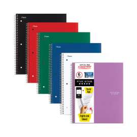 Wirebound Notebook, 1 Subject, Medium/College Rule, Randomly Assorted Covers, 11 x 8.5, 100 Sheets, 6/Pack