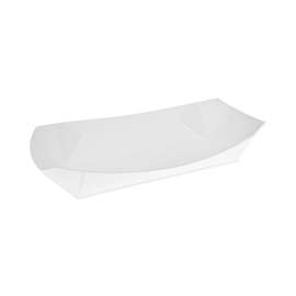 Paperboard Boat Basket, Hot Dog Tray with Perforations, 7.04 x 1.75 x 1.43, White, Paper, 1,000/Carton