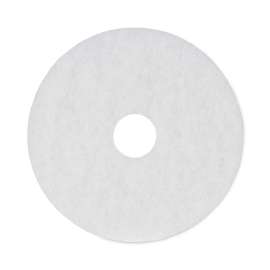 Polishing Floor Pads, 16" Diameter, White, 5/Carton