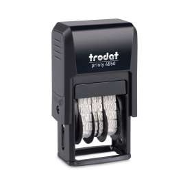 Printy Economy Micro 5-in-1 Date Stamp, Self-Inking, 1" x 0.75", Blue/Red