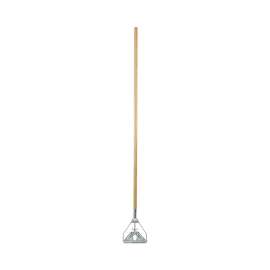 Screw Clamp Metal Head Wooden Mop Handle, #20+, 1.13" dia x 63", Natural