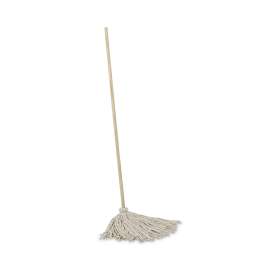 Cotton Deck Mop, 24 oz White Cotton Head, 50" Wood Handle, 6/Carton