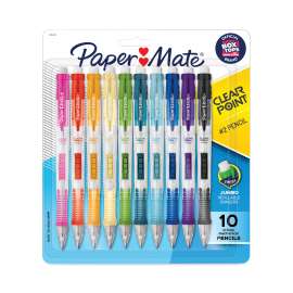 Clear Point Mechanical Pencil, 0.7 mm, HB (#2), Black Lead, Assorted Barrel Colors, 10/Pack