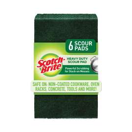 Heavy-Duty Scouring Pad, 3.8 x 6, Green, 5/Carton