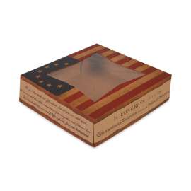 window flag design pie boxes, 8 x 8 x 2.5, white, paper, 150/carton