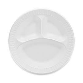 Concorde Non-Laminated Foam Plate, 3-Compartment, 10.25" dia, White, 125/Pack, 4 Packs/Carton