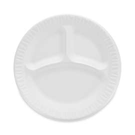 Concorde Non-Laminated Foam Plate, 3-Compartment, 9" dia, 125/Pack, 4 Packs/Carton