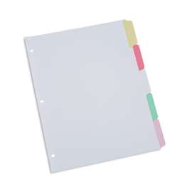 Deluxe Write-On/Erasable Tab Index, 5-Tab, 11 x 8.5, White, Assorted Tabs, 1 Set