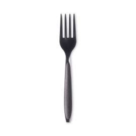 Reliance Classic Plastic Cutlery, Medium Heavyweight, Fork, Black, 1,000/Carton