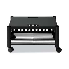 Underdesk Machine Stand, Metal, 2 Shelves, 90 lb Capacity, 21.5" x 17.88" x 11.5", Black