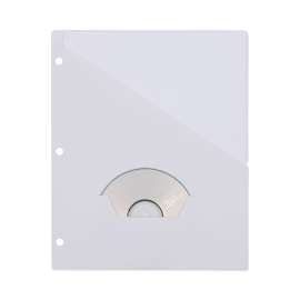 Slash-Cut Pockets for Three-Ring Binders, Jacket, Letter, 11 Pt., White, 10/Pack