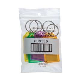 Key Tags, Green/Orange/Purple/Yellow, 4/Pack, 12 Packs/Carton