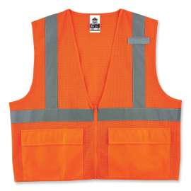 GloWear 8220Z Class 2 Standard Mesh Zipper Vest, Polyester, Small/Medium, Orange, Ships in 1-3 Business Days