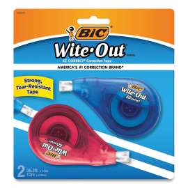 Wite-Out EZ Correct Correction Tape, Non-Refillable, Blue/Orange Applicators, 0.17" x 472", 2/Pack