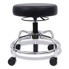 Alera HL Series Height-Adjustable Utility Stool, Backless, Supports Up to 300 lb, 24" Seat Height, Black Seat, Chrome Base