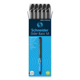 Slider Basic Ballpoint Pen, Stick, Medium 0.8 mm, Black Ink, Black Barrel, 10/Box