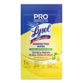 Professional Disinfecting Wipe Single Count Packet, 6 x 7, Lemon and Lime Blossom, 300 Packets/Carton