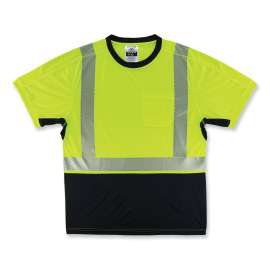Ergodyne GloWear 8283BK Lightweight Performance Hi-Vis T-Shirt, Class 2, Black Bottom, 3XL, Lime