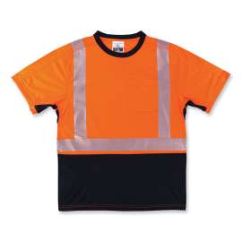 Ergodyne GloWear 8283BK Lightweight Performance Hi-Vis T-Shirt, Class 2, Black Bottom, 5XL, Orange