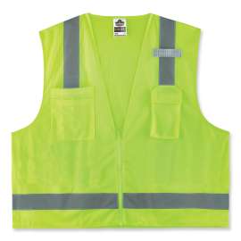 Ergodyne GloWear 8249Z-S Hi-Vis Surveyors Vest, Class 2, Economy, Single Size, 3XL, Lime