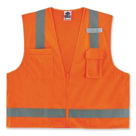 Ergodyne GloWear 8249Z-S Hi-Vis Surveyors Vest, Class 2, Economy, Single Size, XS, Orange