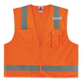 Ergodyne GloWear 8249Z-S Hi-Vis Surveyors Vest, Class 2, Economy, Single Size, 5XL, Orange