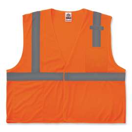 Ergodyne GloWear 8210HL-S Mesh Hi-Vis Safety Vest, Class 2, Economy, Single Size, XL, Orange