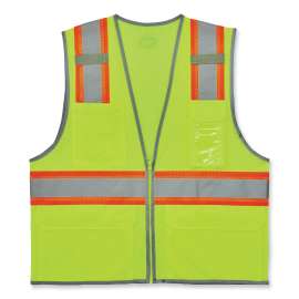 Ergodyne GloWear 8246Z-S Two-Tone Mesh Hi-Vis Safety Vest, Class 2, Single Size, 3XL, Lime