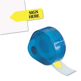 Arrow Message Page Flags in Dispenser, "Sign Here", Yellow, 120 Flags/Pack