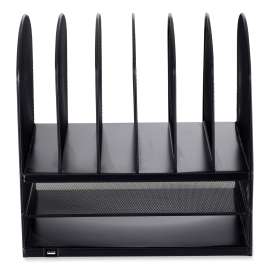 Powered Onyx Desk Organizer w/2 Horizontal and 6 Upright Sections, Letter, 13.5 x 11.5 x 13, Black,Ships in 1-3 Business Days