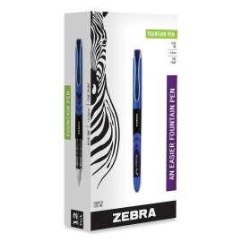 Fountain Pen, Fine 0.6 mm, Blue Ink, Blue, 12/Pack