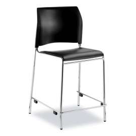 NPS - 8700 Series Black Plush Vinyl 30" Cafetorium Bar Stool with Chrome Frame