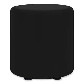 Learn Cylinder Vinyl Ottoman, 15" dia x 18"h, Black, Ships in 1-3 Business Days