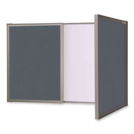 Ghent VisuALL Conference Cabinet, 36"W x 24"H, Tack Surface/Whiteboard Combo, Gray