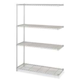 Industrial Add-On Unit, Four-Shelf, 48w x 18d x 72h, Steel, Metallic Gray, Ships in 1-3 Business Days