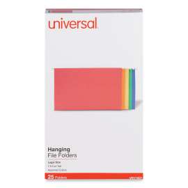 Deluxe Bright Color Hanging File Folders, Legal Size, 1/5-Cut Tabs, Assorted Colors, 25/Box