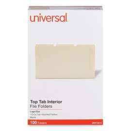 Interior File Folders, 1/3-Cut Tabs: Assorted, Legal Size, 9.5-pt Manila, 100/Box