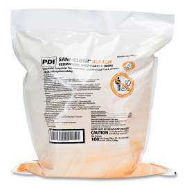 Sani-Cloth Bleach Germicidal Disposable Wipe Refill, 7.5 x 15, Unscented, White, 160/Bag, 2 Bags/Carton