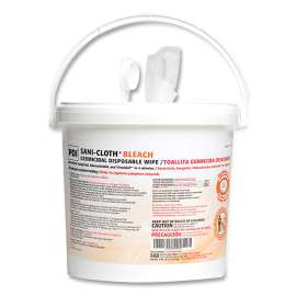 Sani-Cloth Bleach Germicidal Disposable Wipes, 7.5 x 15, Unscented, White, 160/Pail, 2 Pails/Carton
