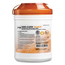 Sani-Cloth Bleach Germicidal Disposable Wipes, 7.5 x 15, Unscented, White, 160/Canister, 12 Canisters/Carton