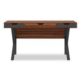 Stirling Table Desk, 59.75" x 23.75" x 31", Natural Walnut/Charcoal Gray