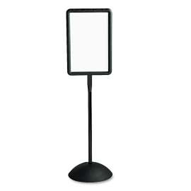 WriteWay Double-Sided Magnetic Dry Erase Standing Message Sign, Rectangle, 18 x 65, White Surface, Black Frame